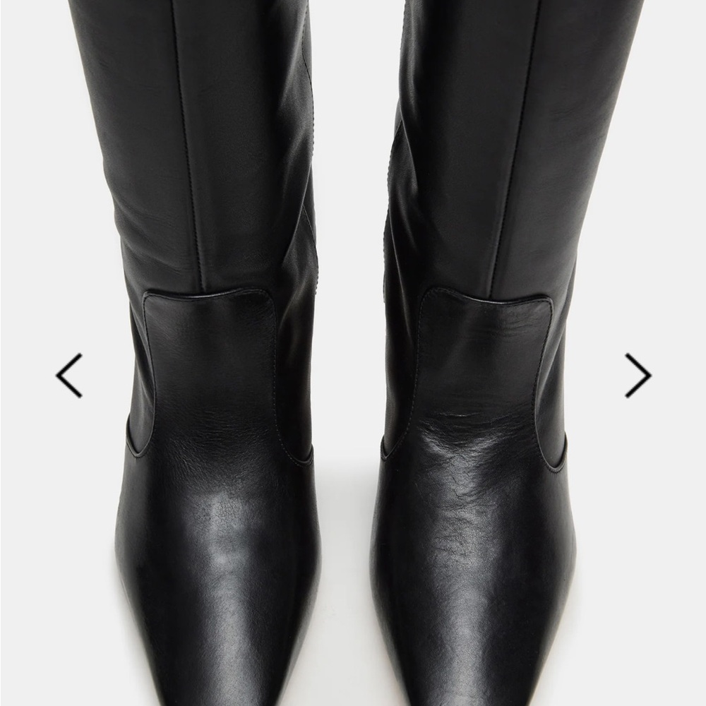 Steve Madden Lander Black Leather kitten Heeled Boots 8.5 - Picture 6 of 14